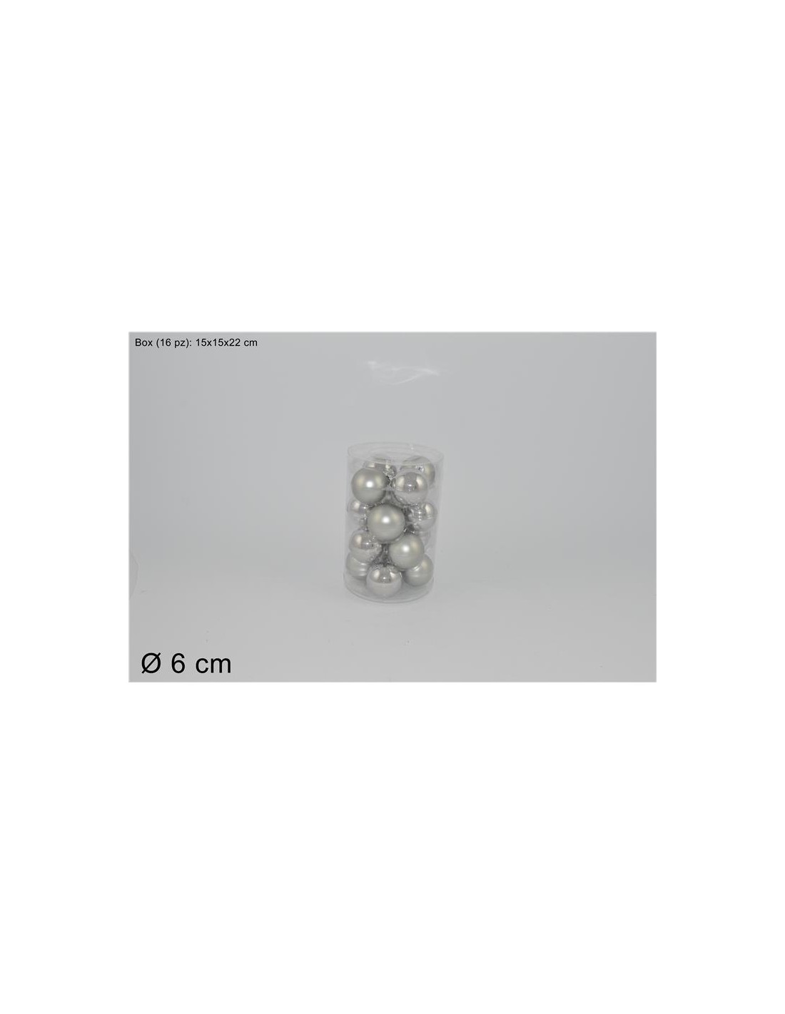 CONF 16 SFERE 59177 SILVER 6CM VETRO