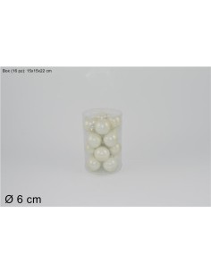 CONF 16 SFERE 59169 VETRO 6CM B.CO PERLA 2