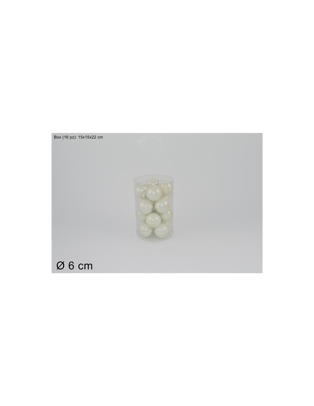 CONF 16 SFERE 59169 VETRO 6CM B.CO PERLA