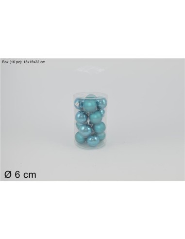 SET 16 PALLE VETRO LUCIDA/OPACA 6CM 2ASS BLU 10251605-16/BL-S&M