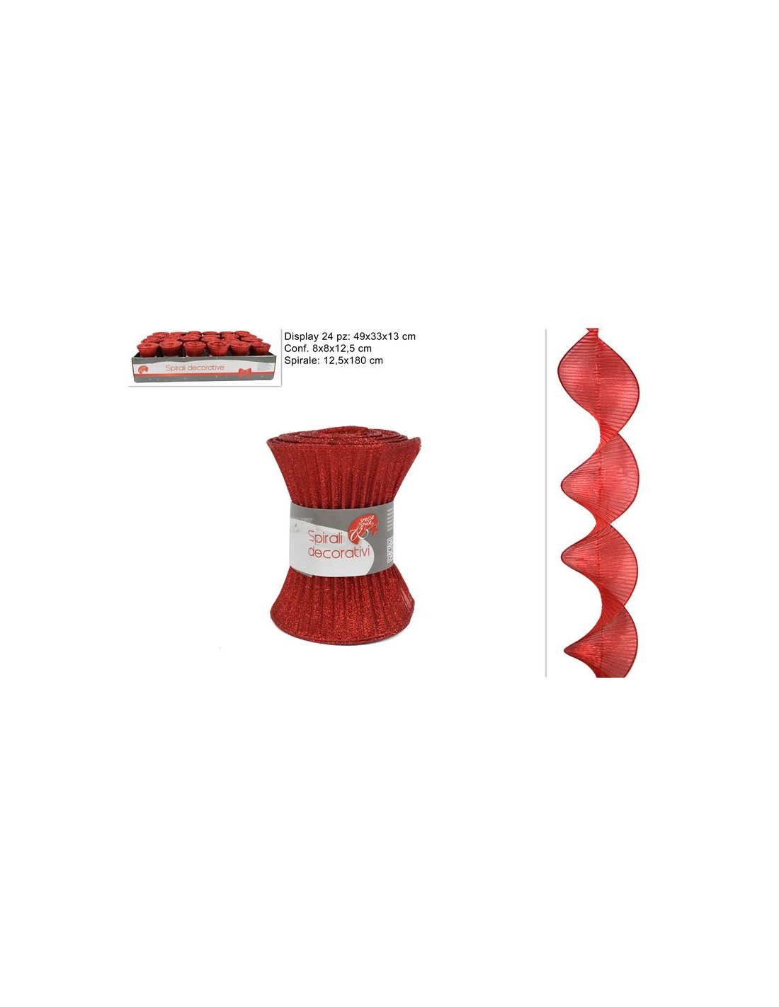 DECORAZIONE TESSUTO SPIRALE 12.5X180CM  ROSSO HJ2017-1694-12.5