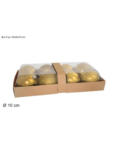 CONF 8 SFERE 10CM LUCIDO/OPACO ORO