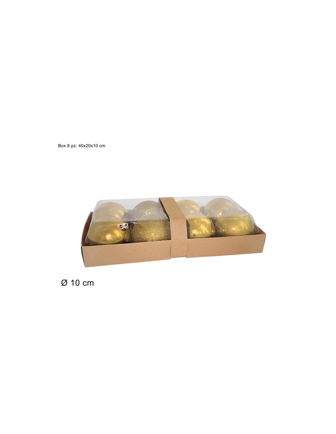 CONF 8 SFERE 10CM LUCIDO/OPACO ORO