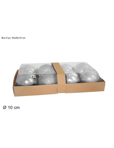 CONF 8 SFERE 10CM LUCIDO/OPACO SILVER 9A8E08/MS