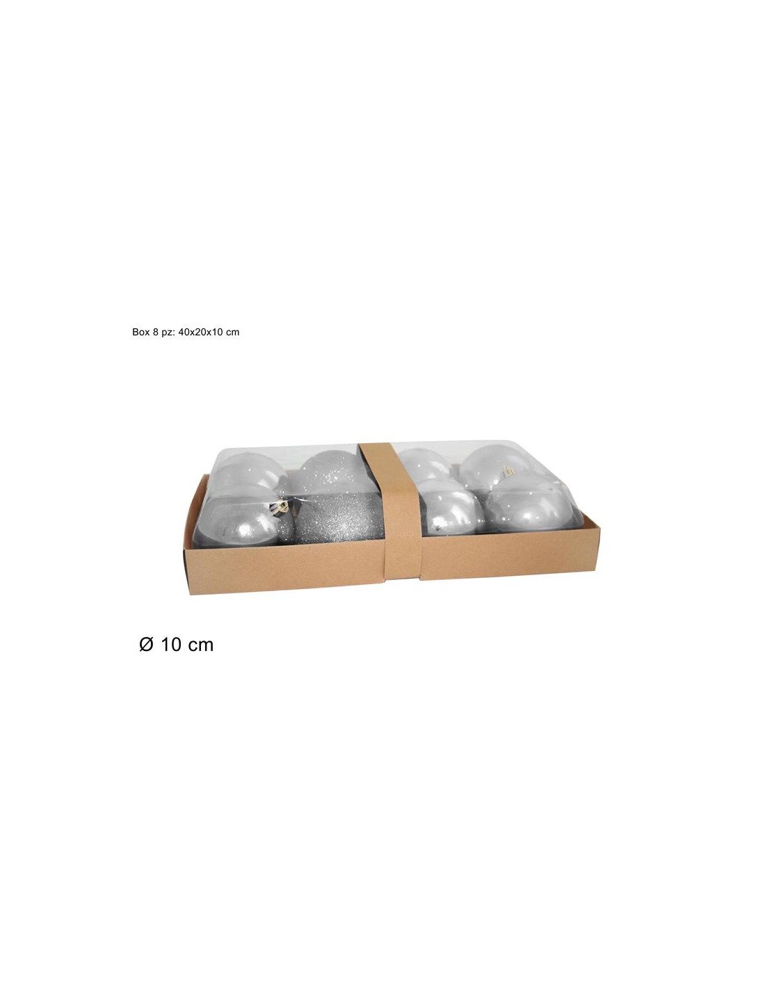 CONF 8 SFERE 10CM LUCIDO/OPACO SILVER 9A8E08/MS