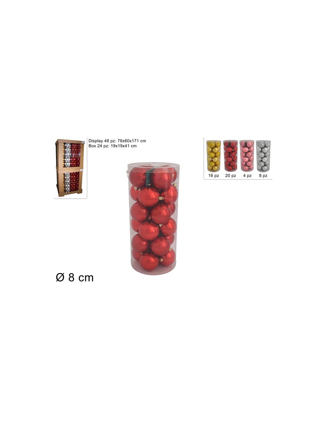CONF 24 SFERE 54094 8CM COLORI ASSORT