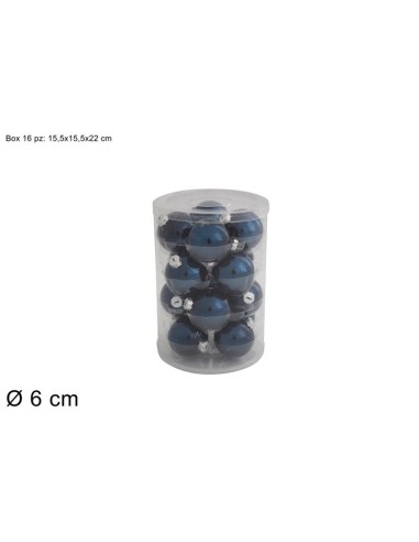 CONF 16 SFERE 93112 VETRO 6CM BLU