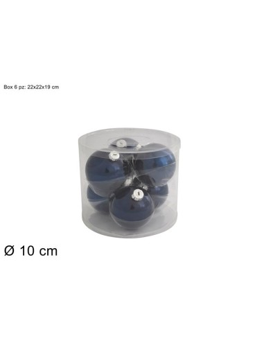 CONF 6 SFERE 93116 VETRO 10CM BLU
