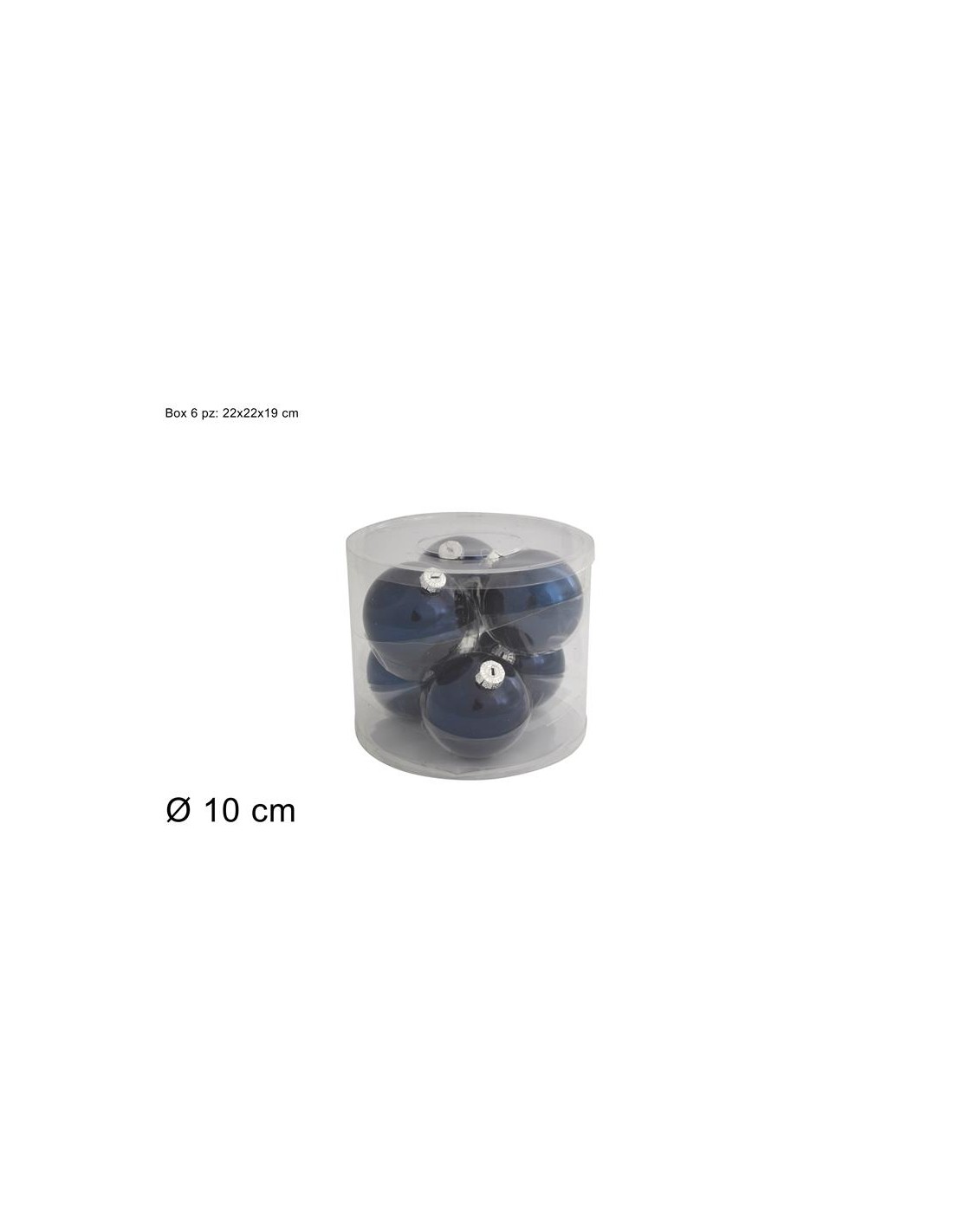 CONF 6 SFERE 93116 VETRO 10CM BLU