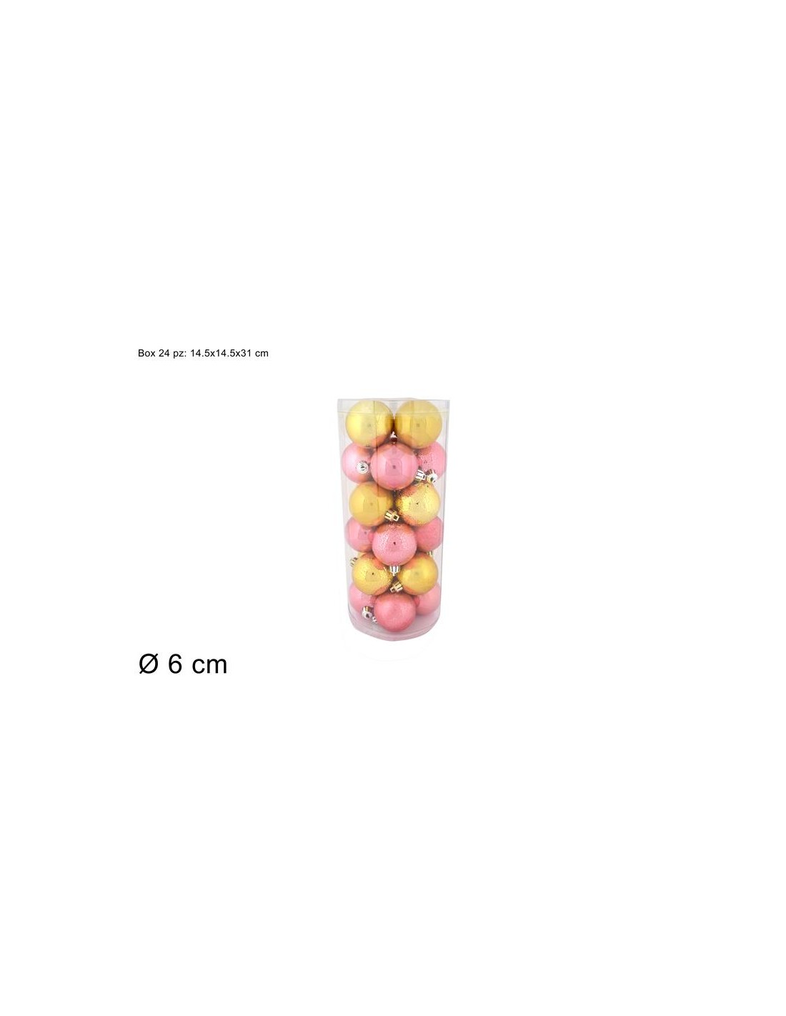 CONF 24 SFERE 901768 6CM ROSA ANTICO/ORO
