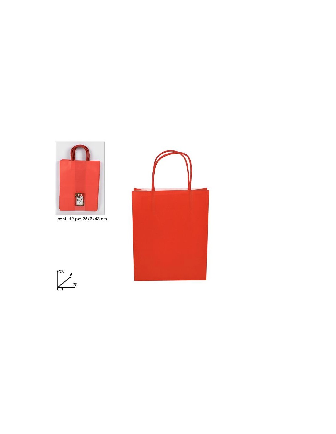 BUSTA REGALO ROSSA 33 X 9 X 25