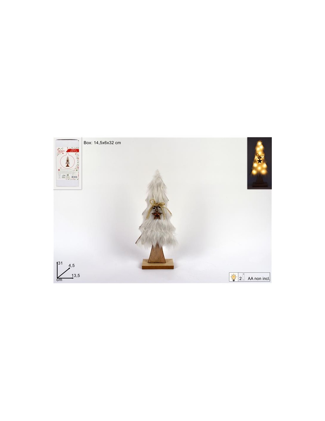 ALBERO 057149 LEGNO C/PELLICCIA 31CM C/LUCI(276)