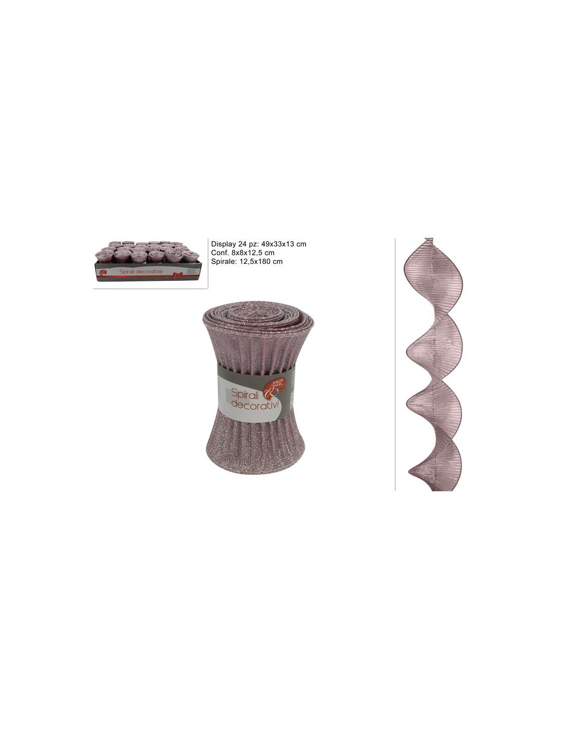 DECORAZIONE TESSUTO SPIRALE 13X180CM ROSA ANTICO (0168)