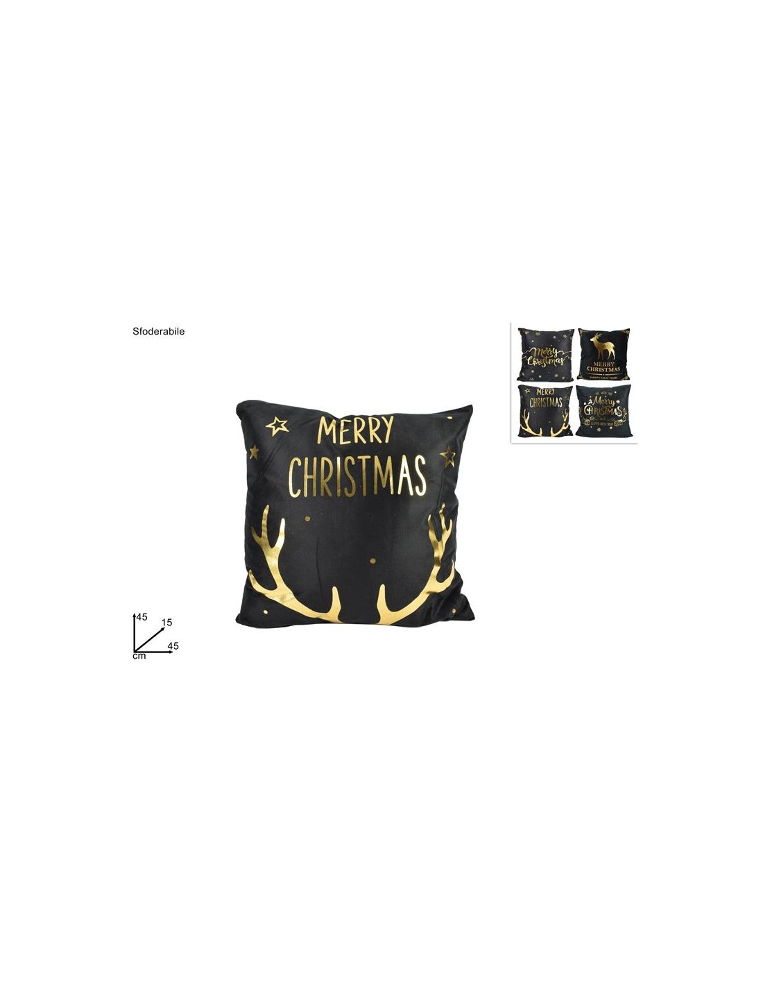 CUSCINO VELLUTO NERO/ORO 45X45CM