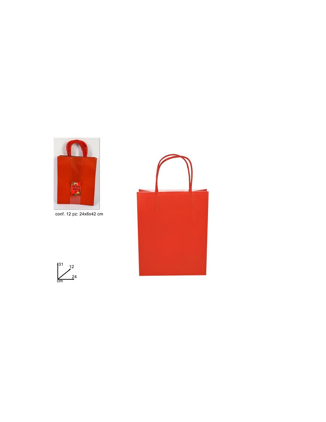 BUSTA REGALO CARTA ROSSA 31X12X24CM