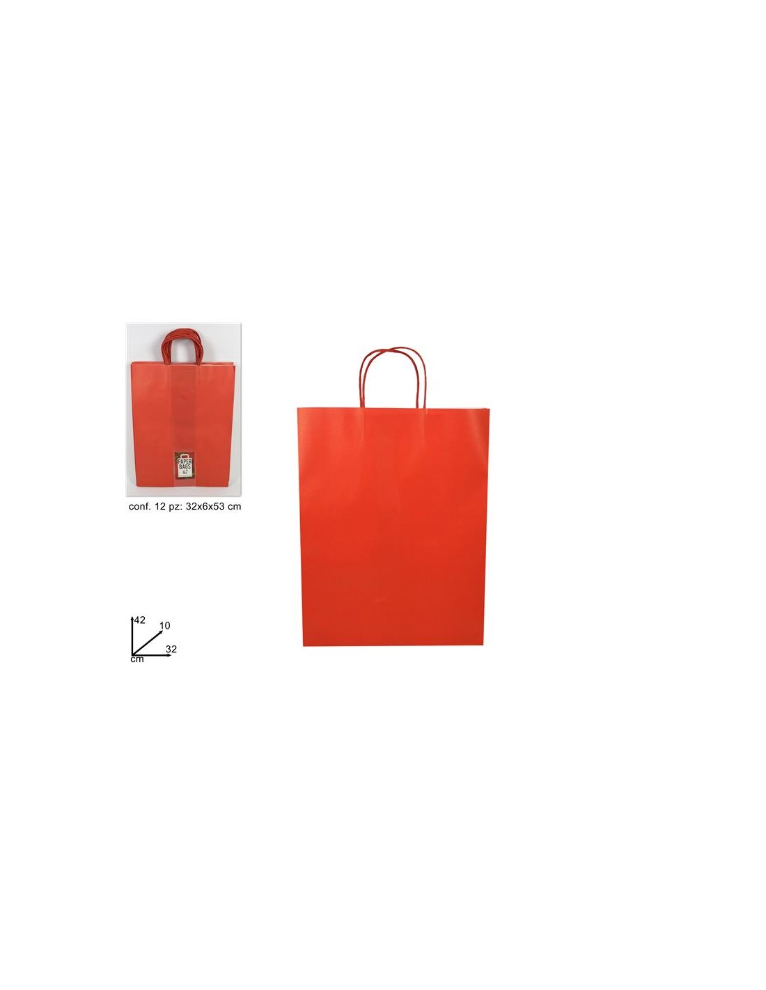 BUSTA REGALO CARTA ROSSA 42X10X32CM
