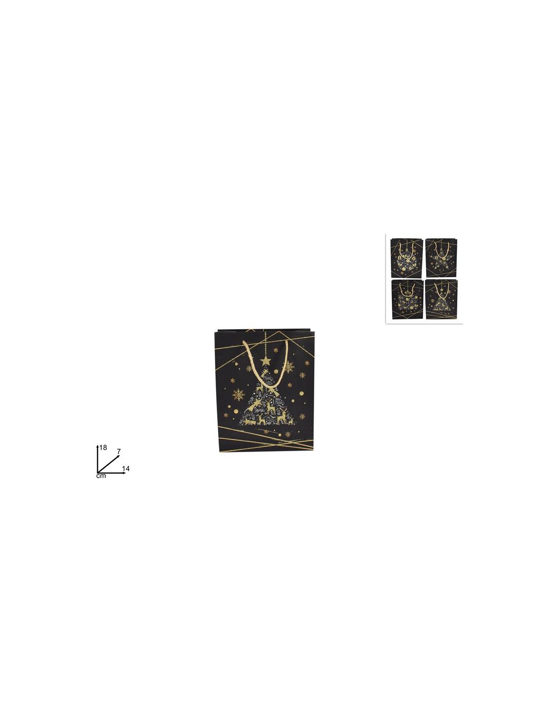 BUSTA REGALO NERA DECORATA  MERRY XMAS 14X18X7CM2ASS(2019410-2) V2-210