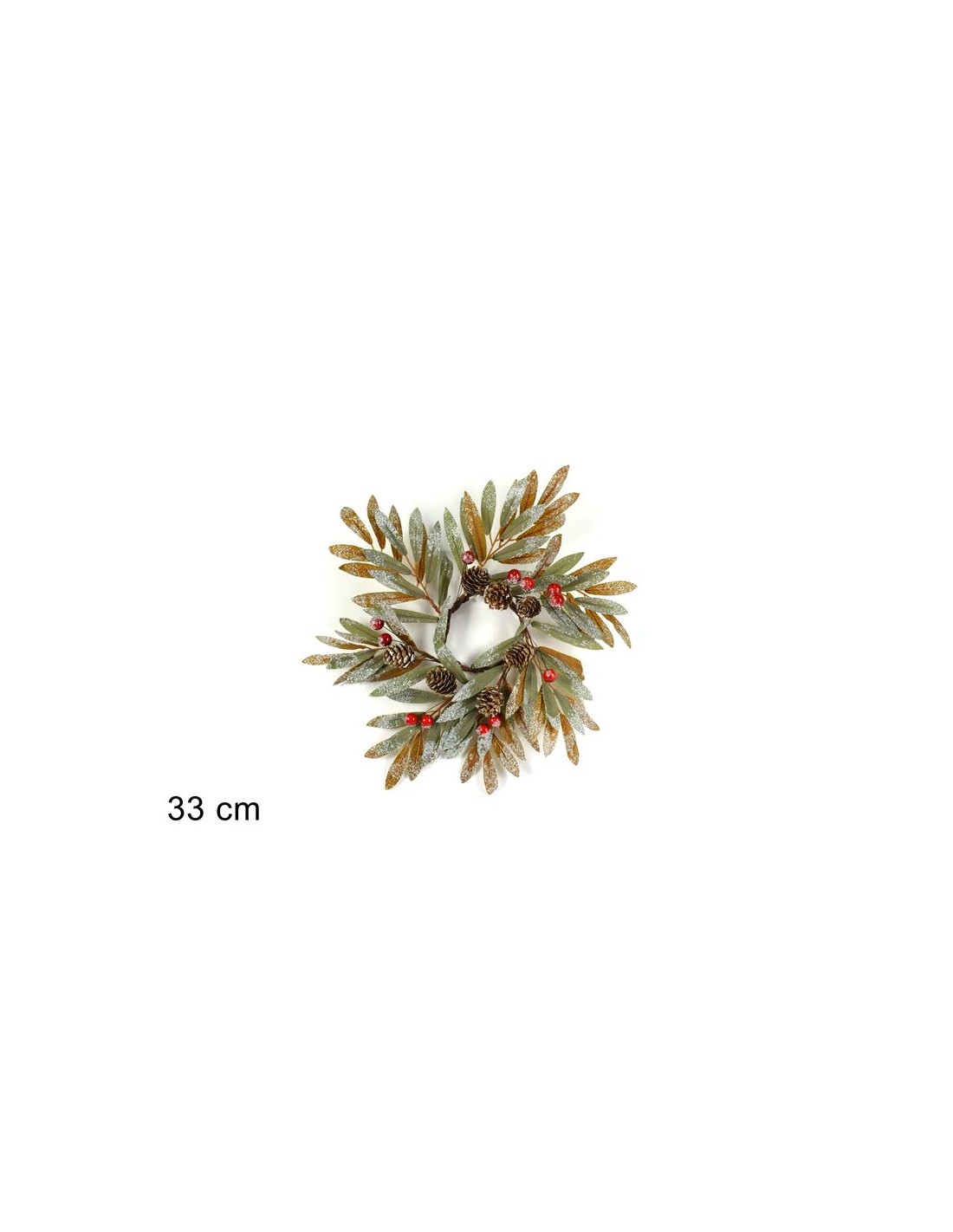 DIETROPORTA TONDO FOGLIE INNEVATE E BACCHE 33CM BMD2006-RING