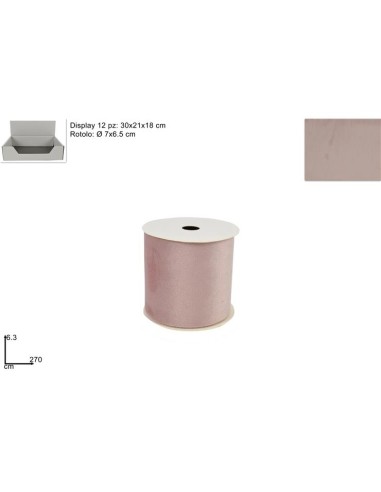 NASTRO 6.3X270 CM VELLUTO ROSA IN DISPLAY 128-DUE-3P