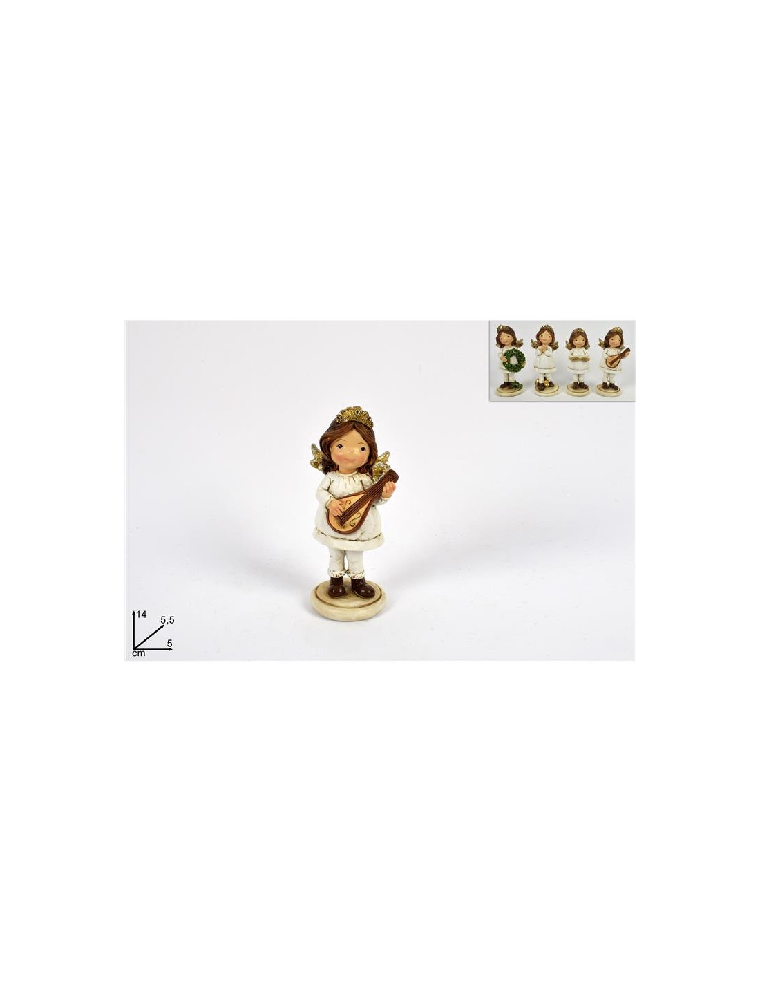 ANGELO C/CORONA BIANCO GLITTER 14 CM 4 ASS A203353/4-1