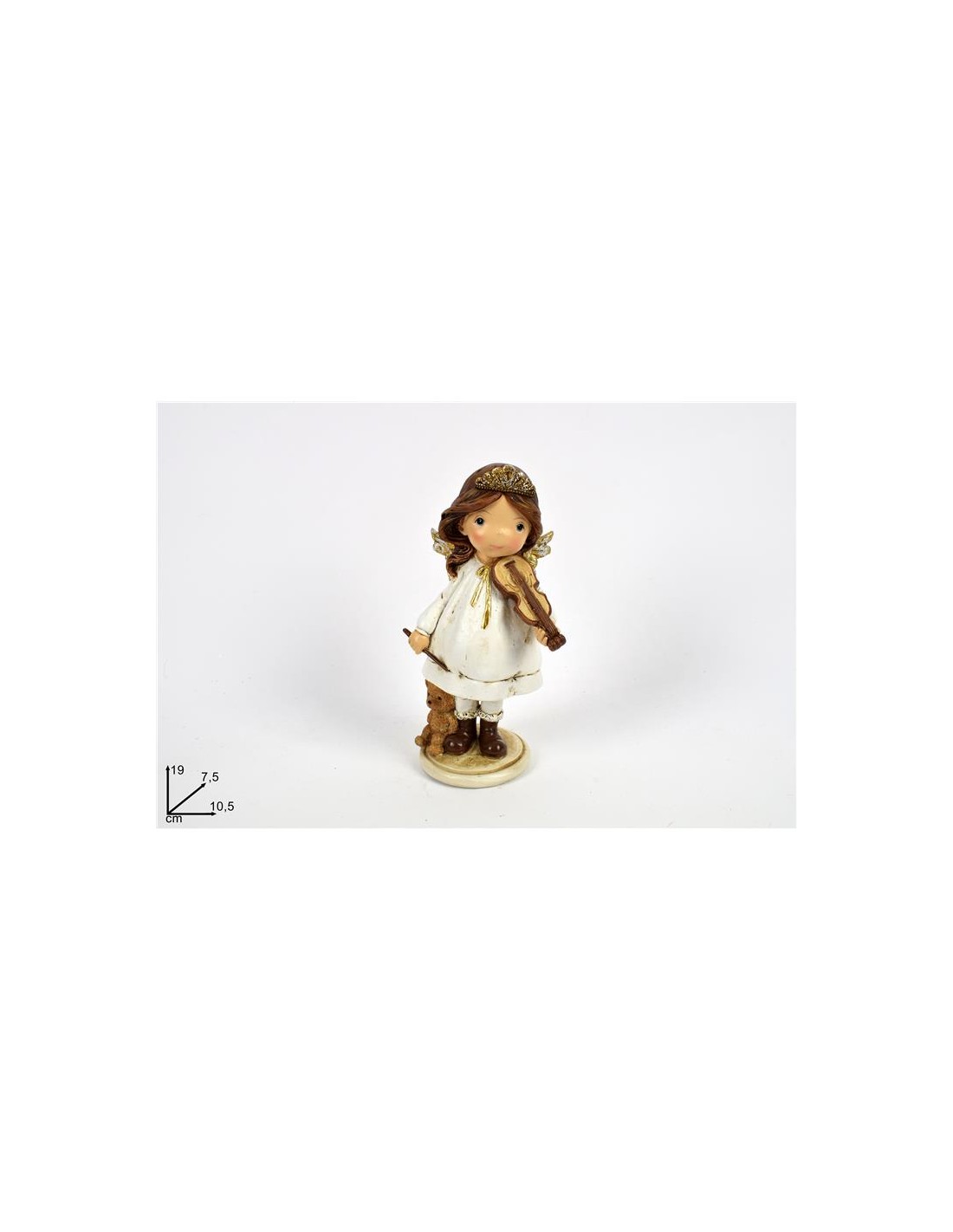 ANGELO C/CORONA VIOLINO ORSACCHIOTTO BIANCO GLITTER 19 CM A203355-1