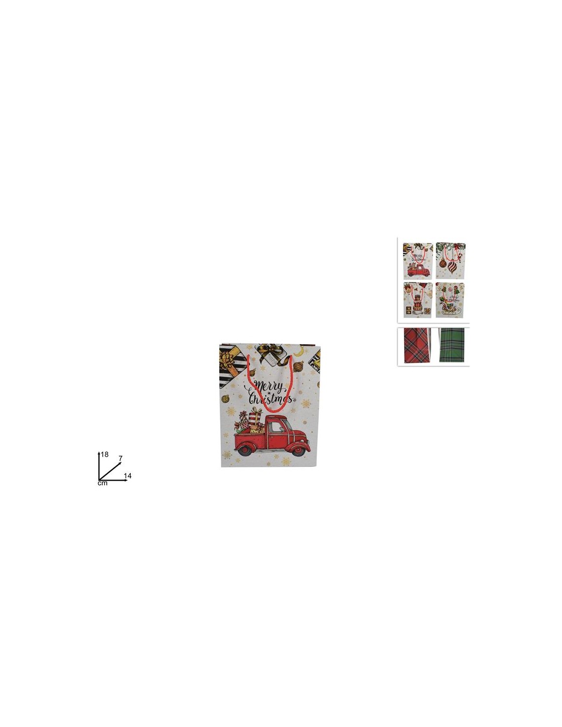 BUSTA REGALO NATALIZIA C/DEC SCOZZ.4ASS 14X18X7(V1-2402) V1-2102