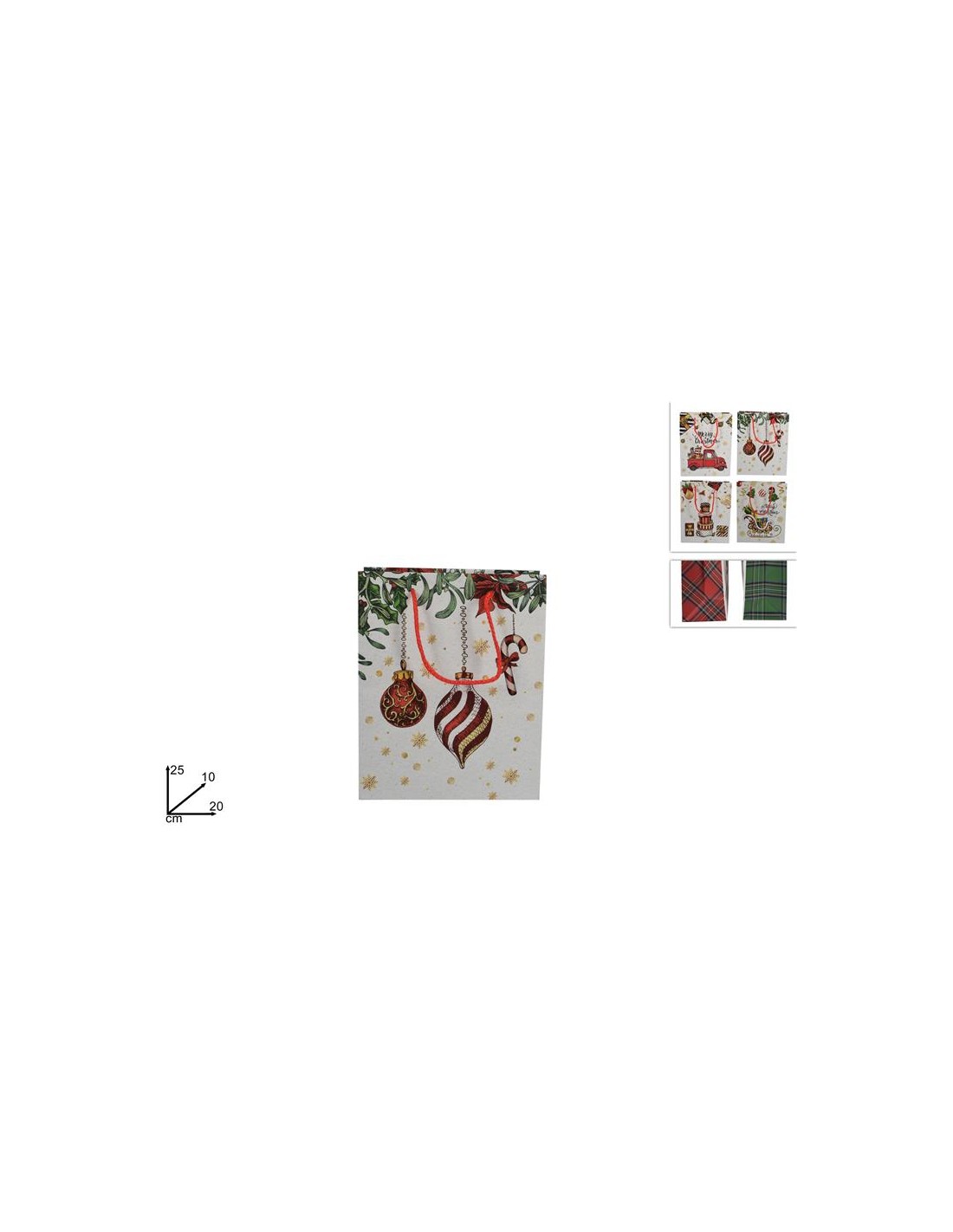 BUSTA REGALO NATALIZIA C/DECORO SCOZZESE 4ASS 20X25X10(V1-2403)V1-2103