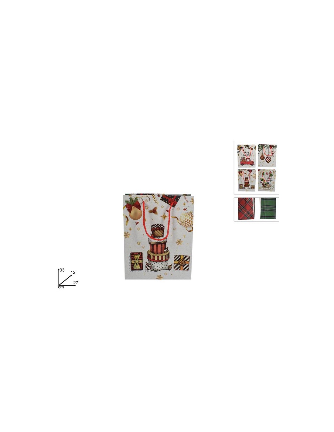 BUSTA REGALO NATALIZIA C/DECORO SCOZZESE 4ASS 27X33X12(V1-2404)V1-2104