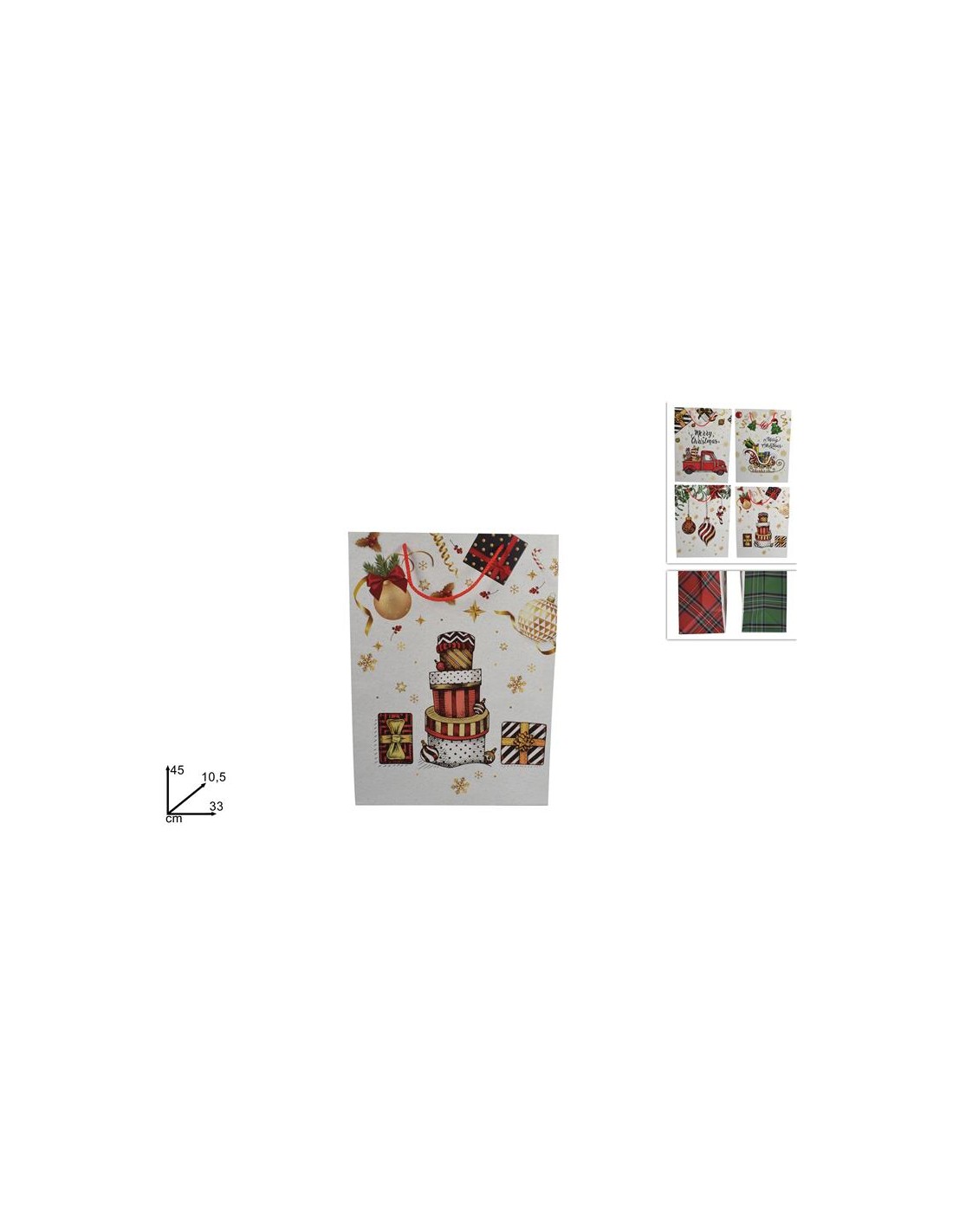 BUSTA REGALO NATLIZIA C/DECORO SCOZZESE 4ASS 33X45X10.5(V1-2405)V1-210
