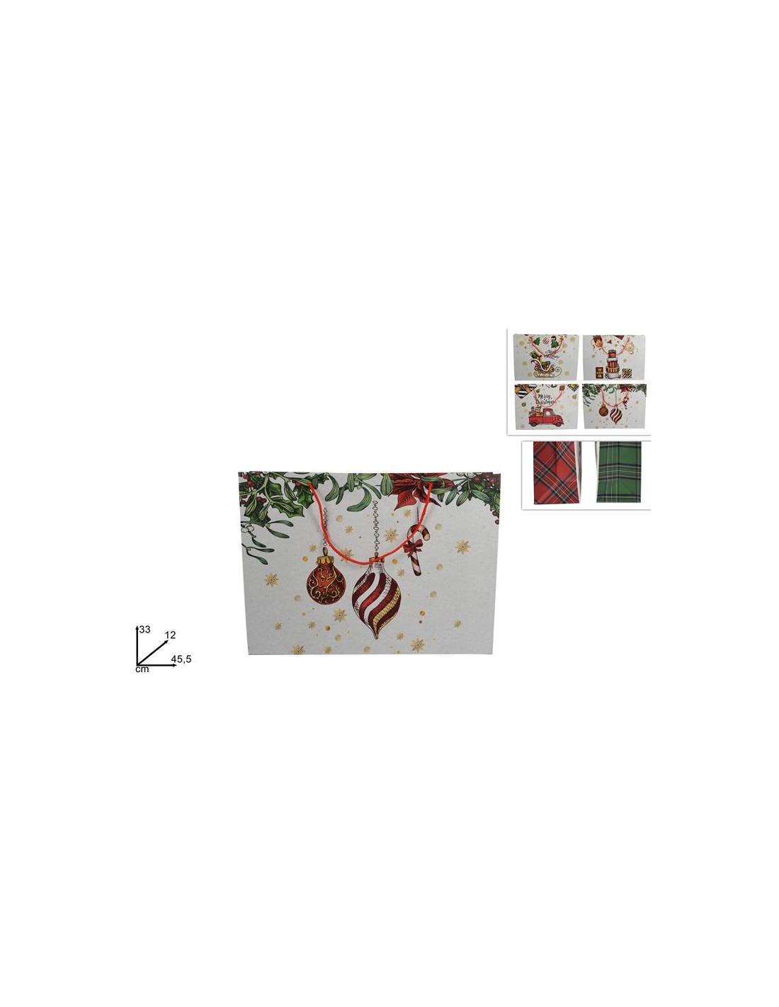 BUSTA REGALO NATALIZIA C/DECORO SCOZZESE 4ASS 45.5X33X12(H1-2410)H1-21