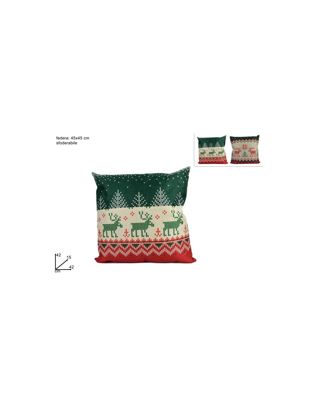 CUSCINO SFODERABILE 45X45CM MERRY XMAS ASSORTITO