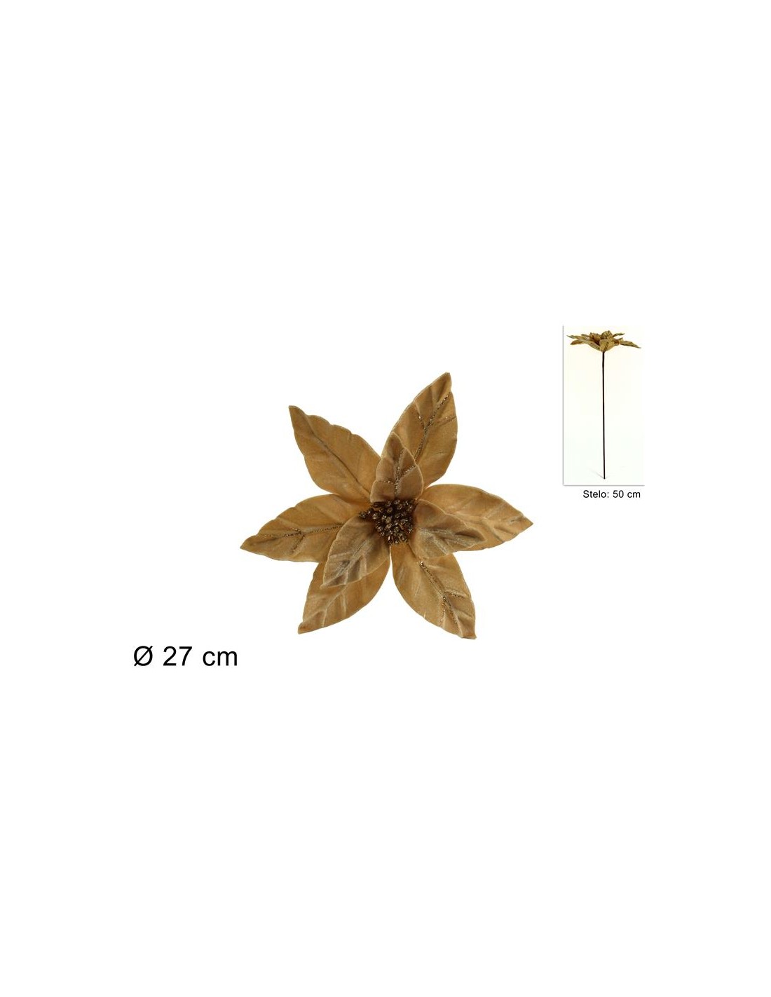 STELO FIORE NATALIZIO VELLUTO 50 CM BEIGE TGL19863-BE