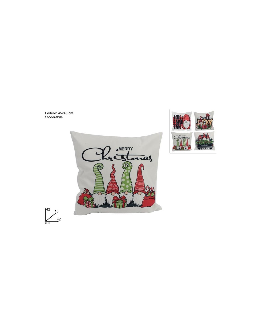 CUSCINO SFODERABILE 45X45CM GNOMO ASSORTITO