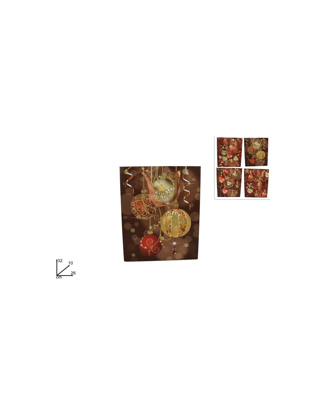 BUSTA REGALO NATALIZIA PALLINE 32X26X10CM ASSORTITO