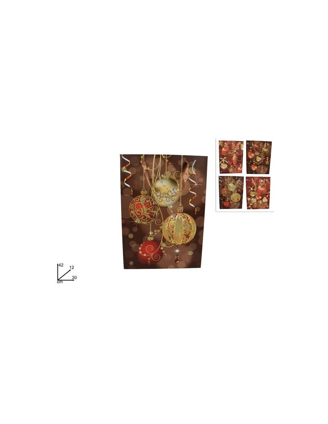 BUSTA REGALO NATALIZIA PALLINE 42X30X12CM ASSORTITO