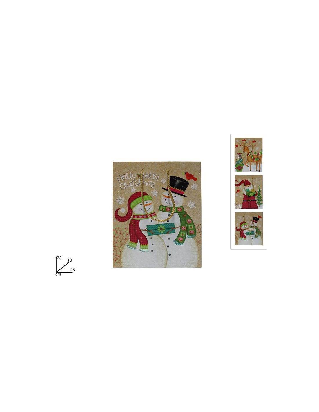 BUSTA REGALO NATALIZIA EFFETTO LEGNO 3ASS 33X25X10CM YD22SDZD-06