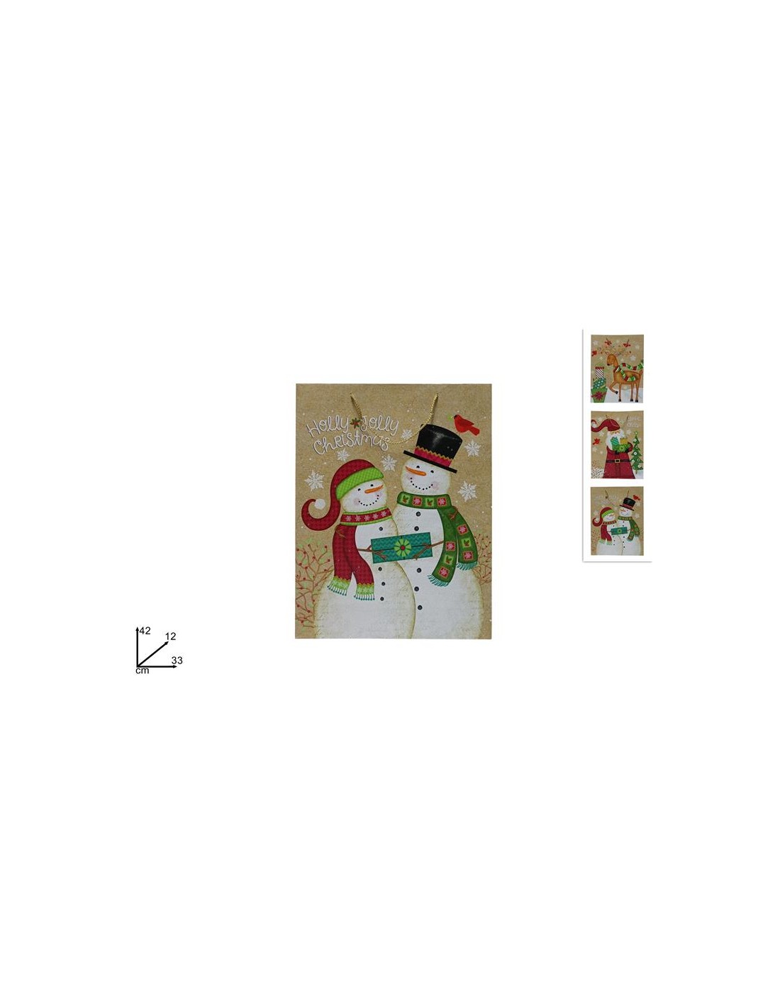 BUSTA REGALO NATALIZIA EFFETTO LEGNO 3ASS 42X33X12CM YD22SDZD-06