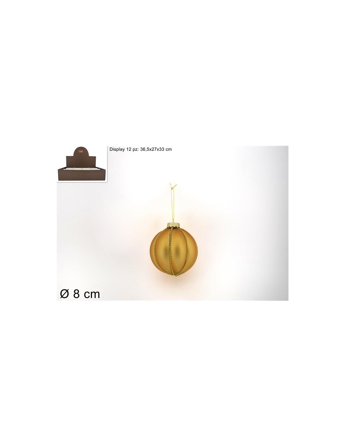 SFERA VETRO 8CM ORO OPACO C/FILO PERLINE ORO