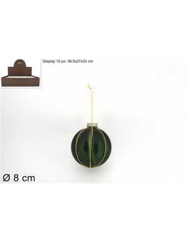 SFERE E PENDAGLI: vendita online SFERA VETRO 8CM VERDE OPACO C/FILO PERLINE ORO in offerta