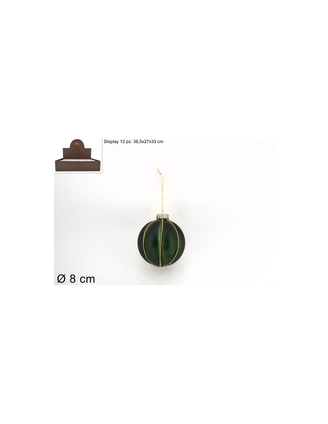 SFERE E PENDAGLI: vendita online SFERA VETRO 8CM VERDE OPACO C/FILO PERLINE ORO in offerta