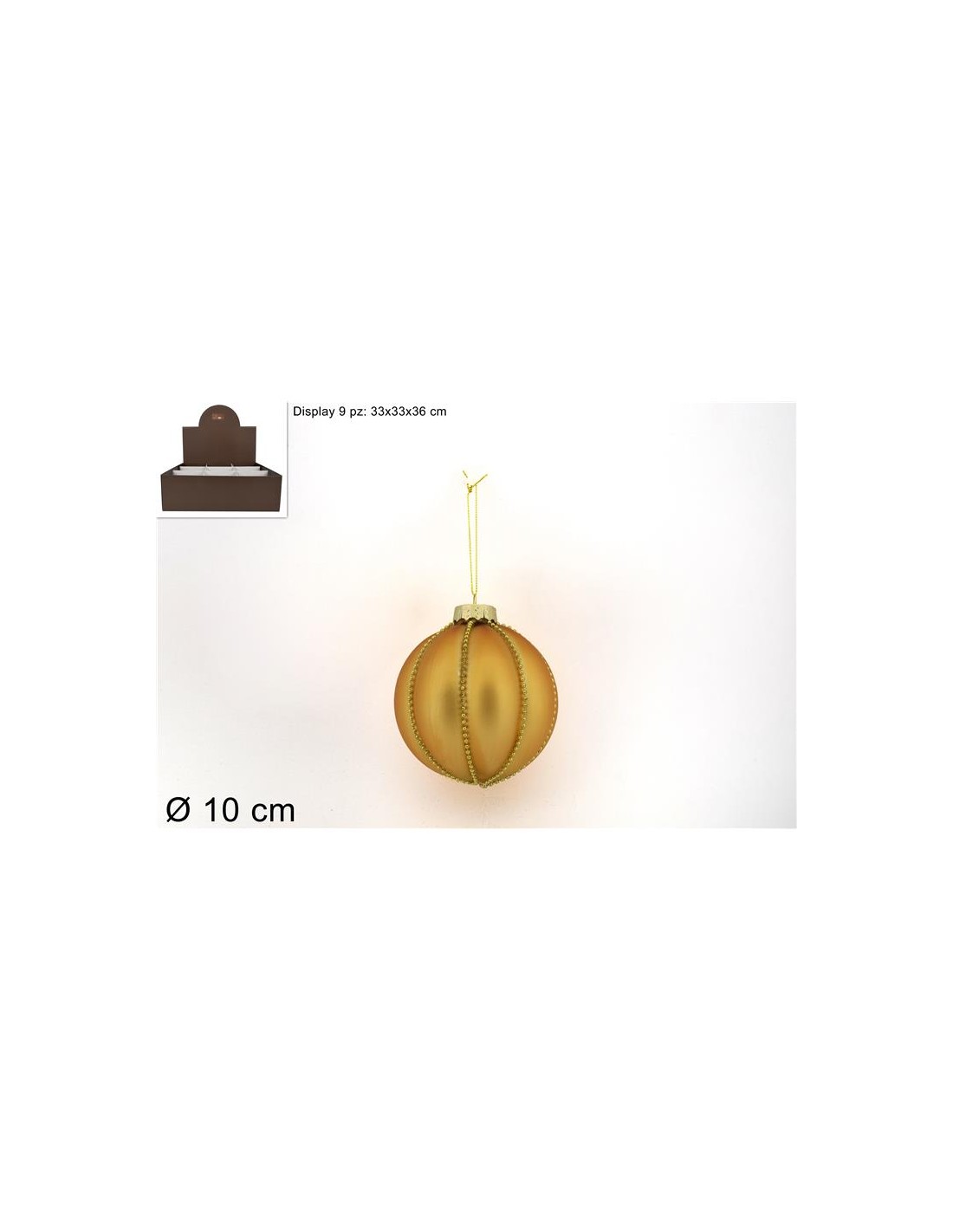 SFERA VETRO 10CM ORO OPACO C/FILO PERLINE ORO