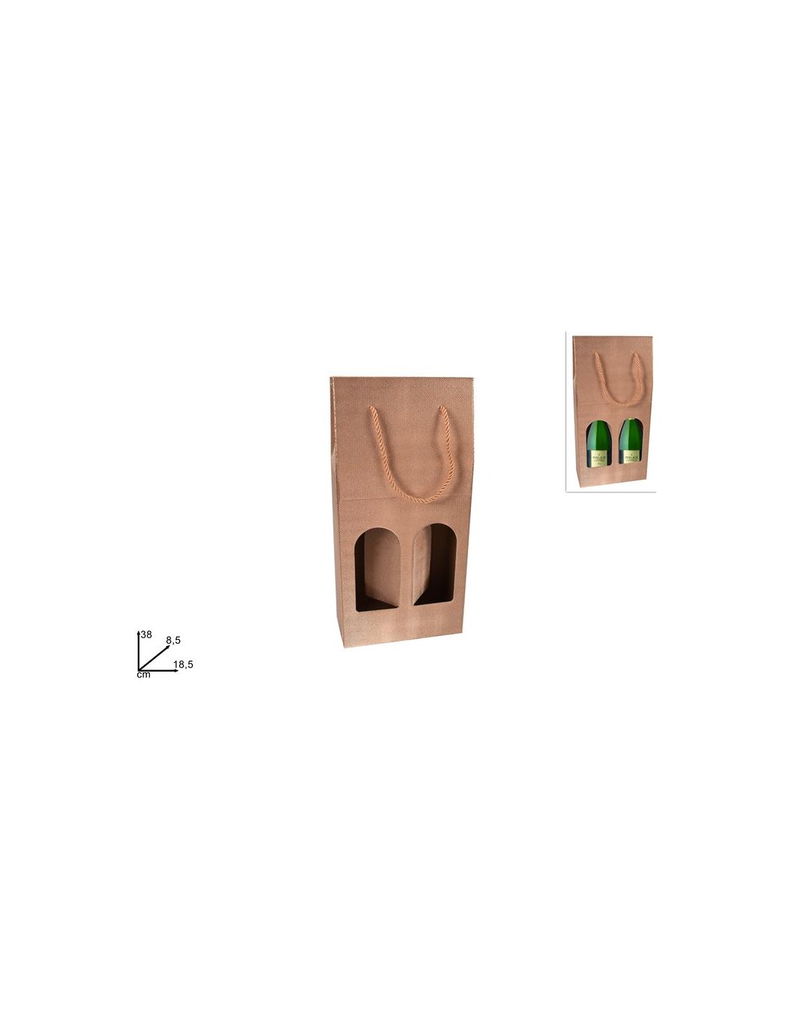 BOX PORTABOTTIGLIA 2 POSTI SATINATO BRONZO