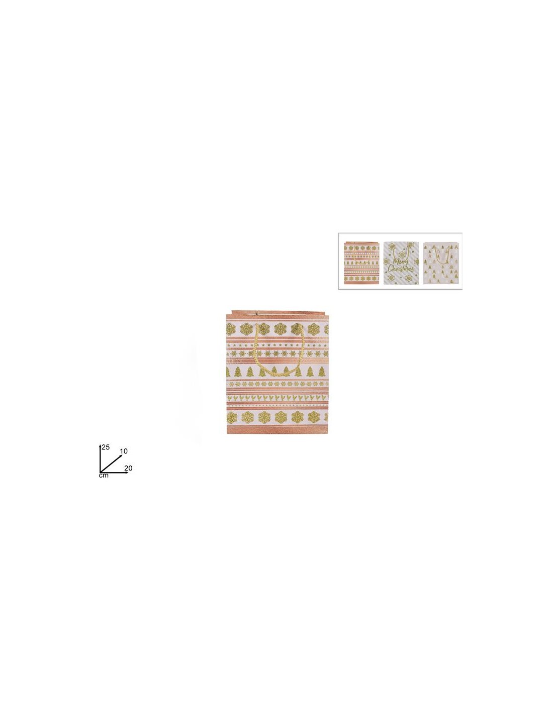 BUSTA REGALO DECORO NATALIZIO ROSA 20X25X10CM ASSORTITO