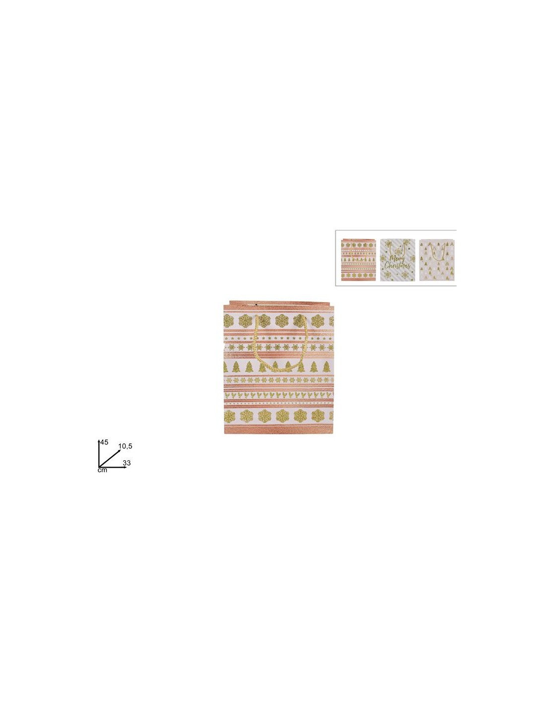 BUSTA REGALO DECORO NATALIZIO ROSA 33X45X10,5CM ASSORTITO