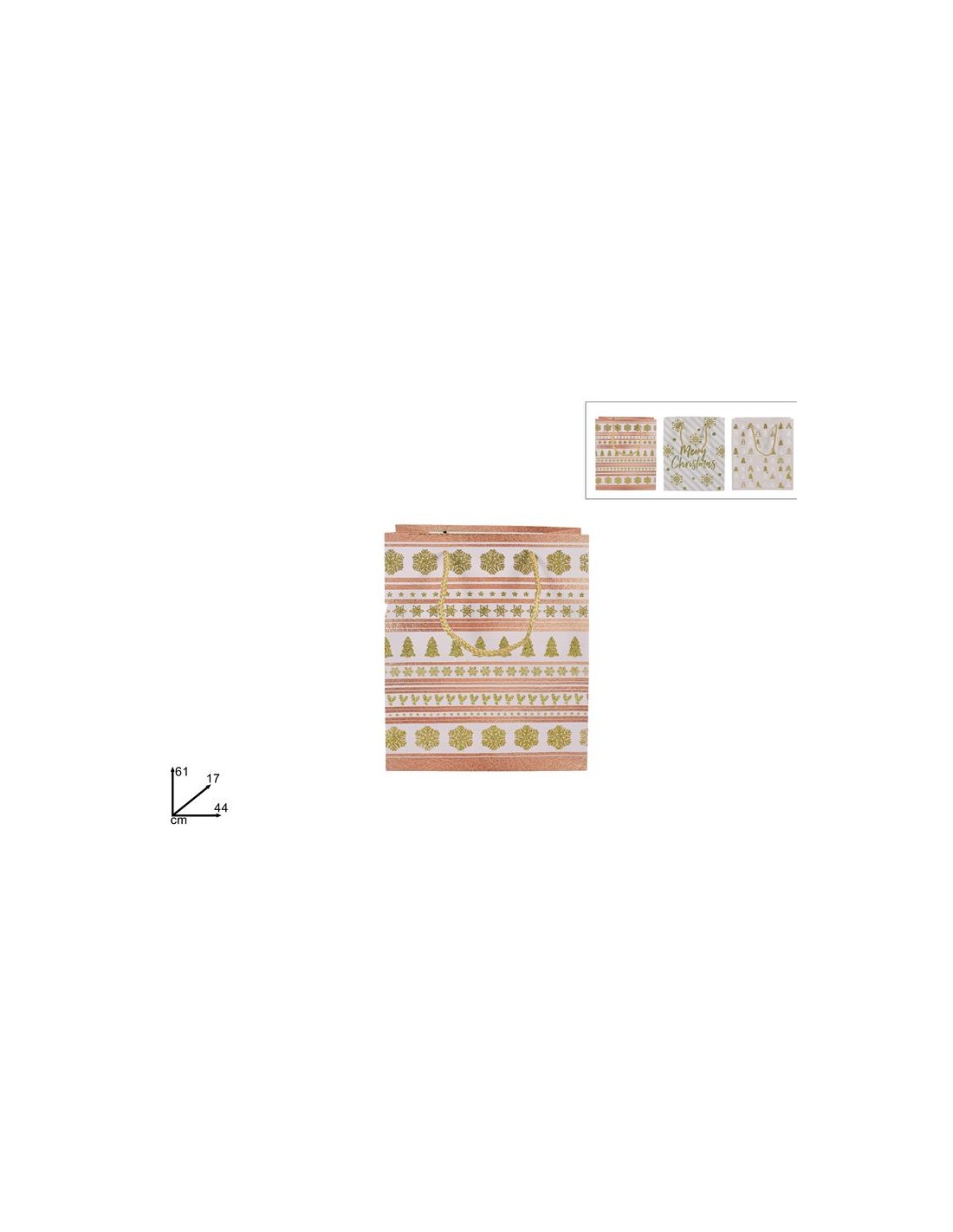 BUSTA REGALO DECORO NATALIZIO ROSA 44X61X17CM ASSORTITO