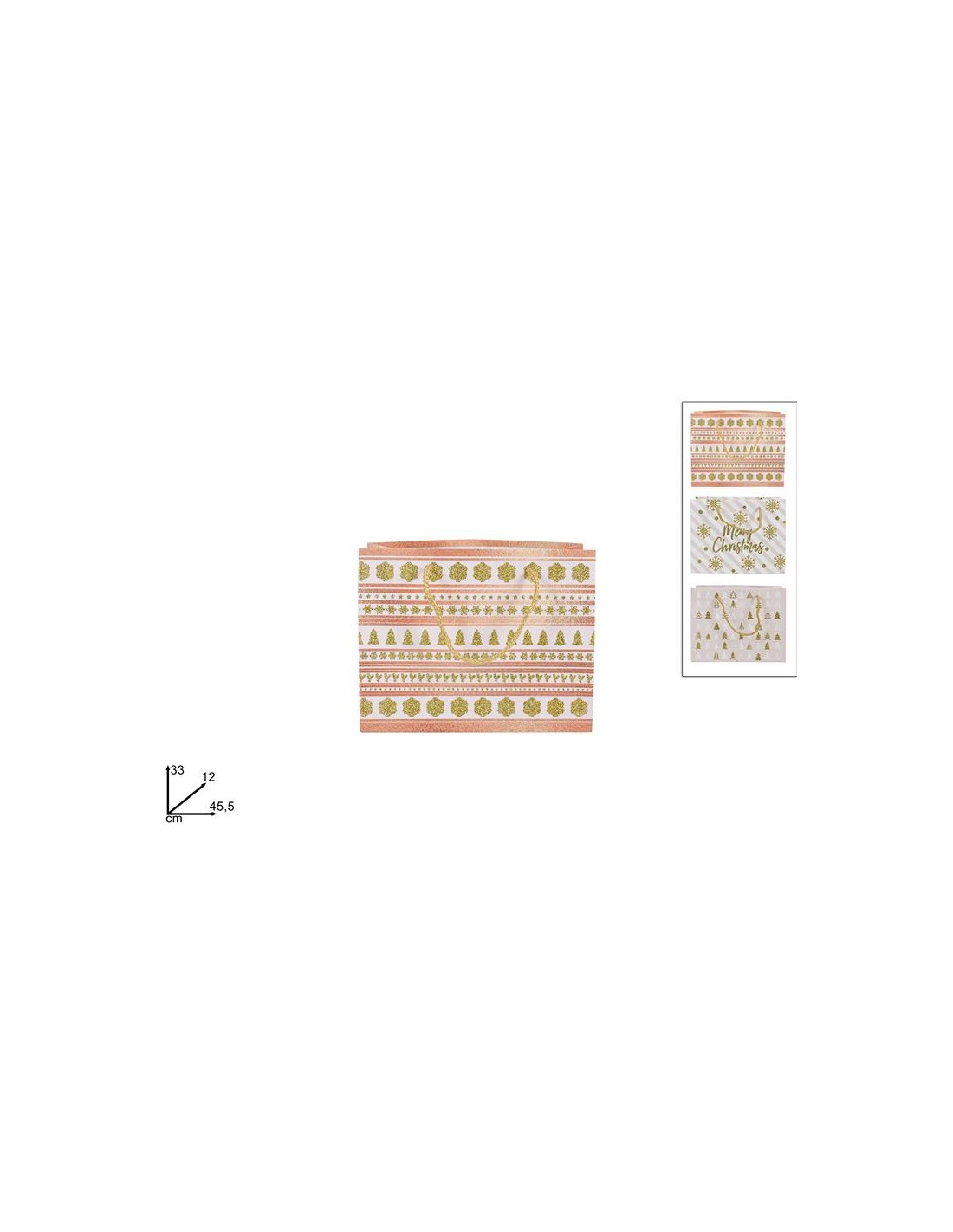 BUSTA REGALO DECORO NATALIZIO ROSA 45X33X12CM