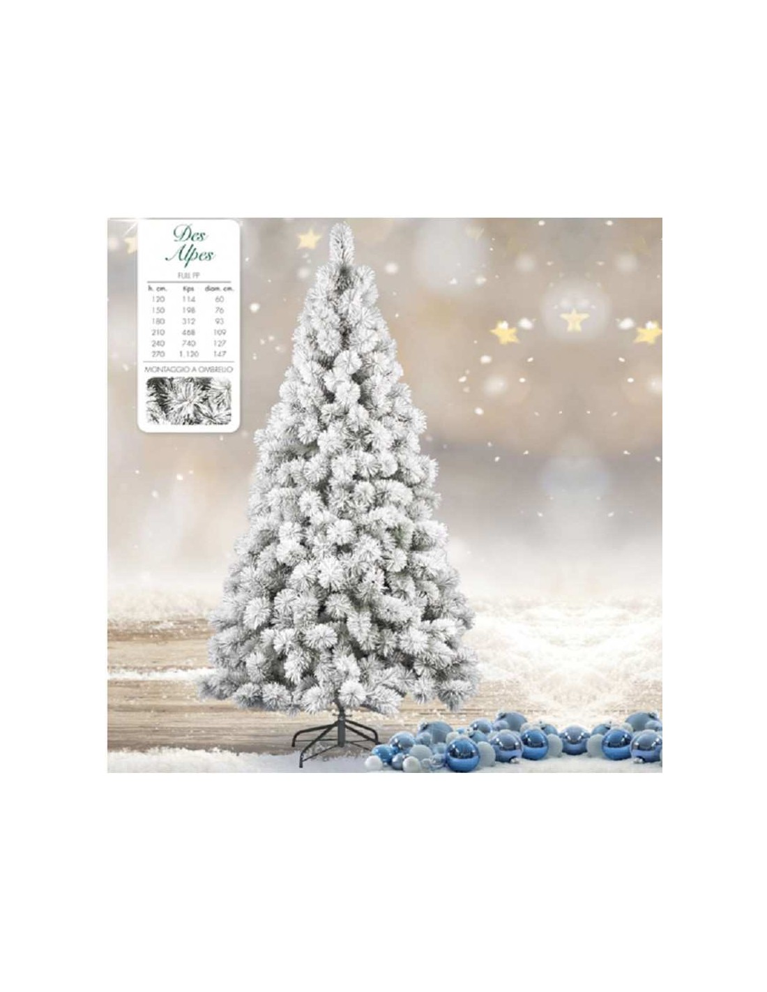 ALBERI DI NATALE: vendita online Albero di Natale "des alpes" altezza 180 cm diametro 93cm con 312 rami floccato in offerta