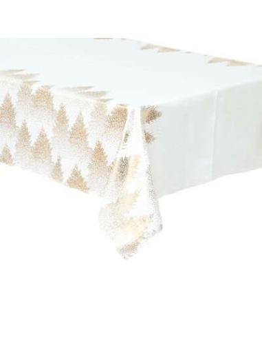 TESSILE: vendita online Tovaglia di Natale Bianco con Abeti Oro 140x360 – La Magia di Natale a casa tua in offerta