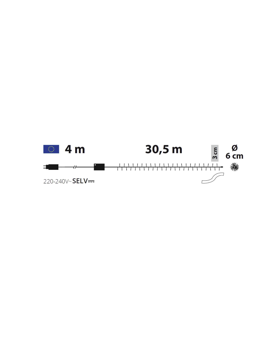 LUCI DI NATALE: vendita online Catena di Natale Ø6cm 30m 1000 MiniLED Bianco Ice, Cavo Bianco, 7 Giochi Luce, Timer in offerta