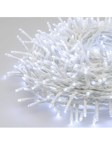LUCI DI NATALE: vendita online Catena di Natale Ø6cm 30m 1000 MiniLED Bianco Ice, Cavo Bianco, 7 Giochi Luce, Timer in offerta